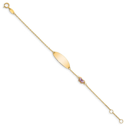 5.5 Inch 14K Children'S Enamel Butterfly W/.5In Ext. Id Bracelet