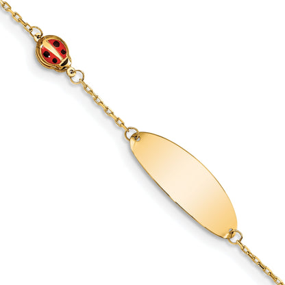 5.5 Inch 14K Children'S Enamel Ladybug W/.5In Ext. Id Bracelet