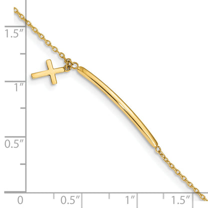 5.5 Inch 14K Children'S Polished Dangle Cross W/.5In Ext. Bracelet
