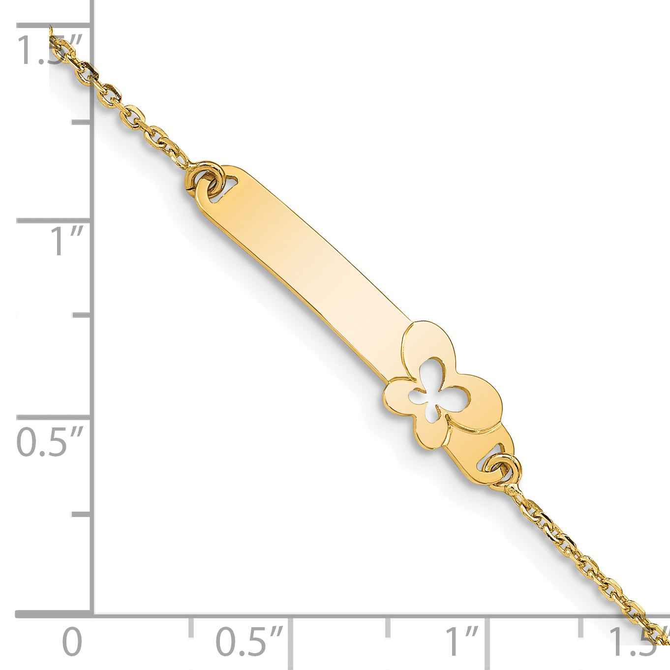 5.5 Inch 14K Children'S Polished Butterfly W/1In Ext. Id Bracelet