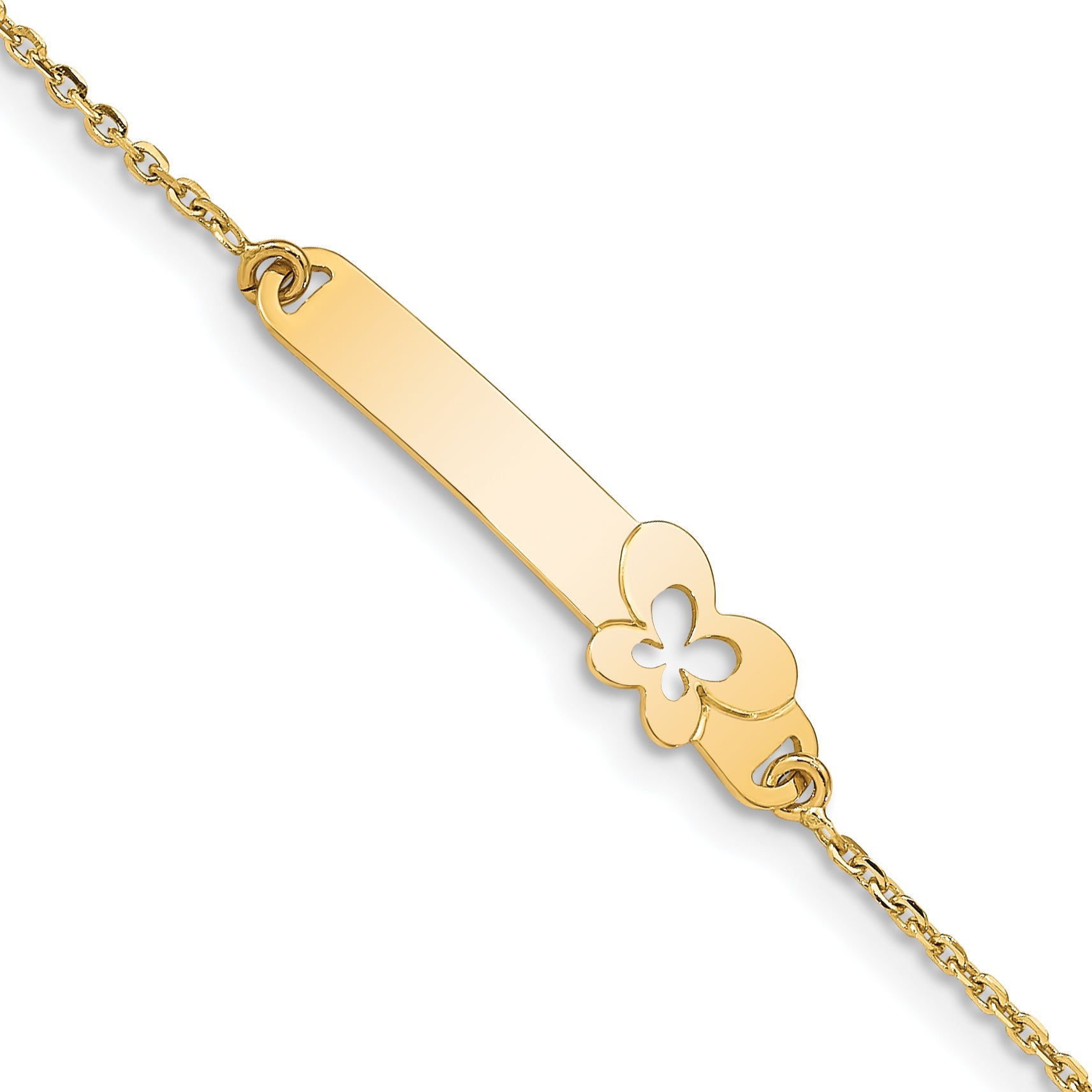 5.5 Inch 14K Children'S Polished Butterfly W/1In Ext. Id Bracelet