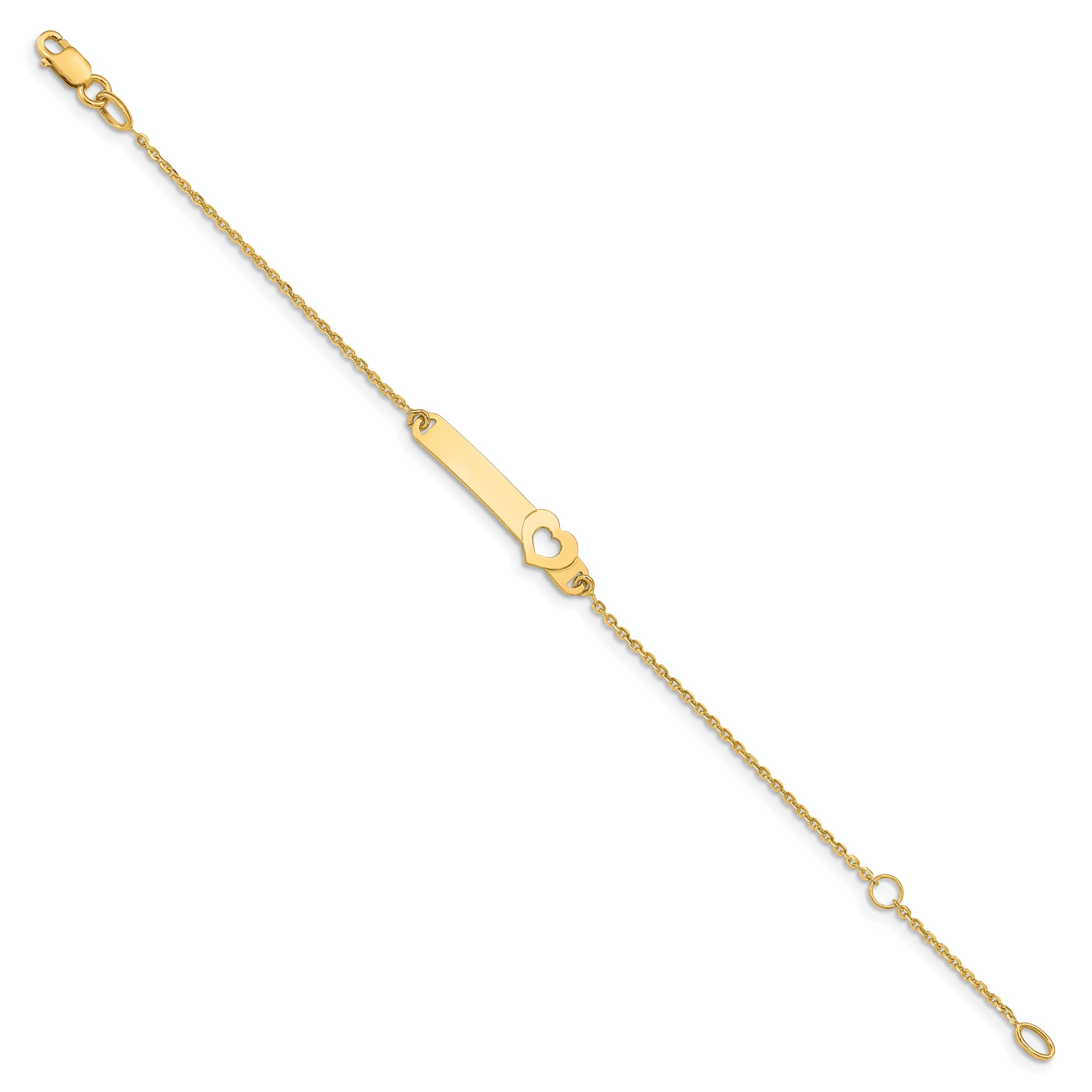 5.5 Inch 14K Children'S Polished Heart W/1In Ext. Id Bracelet