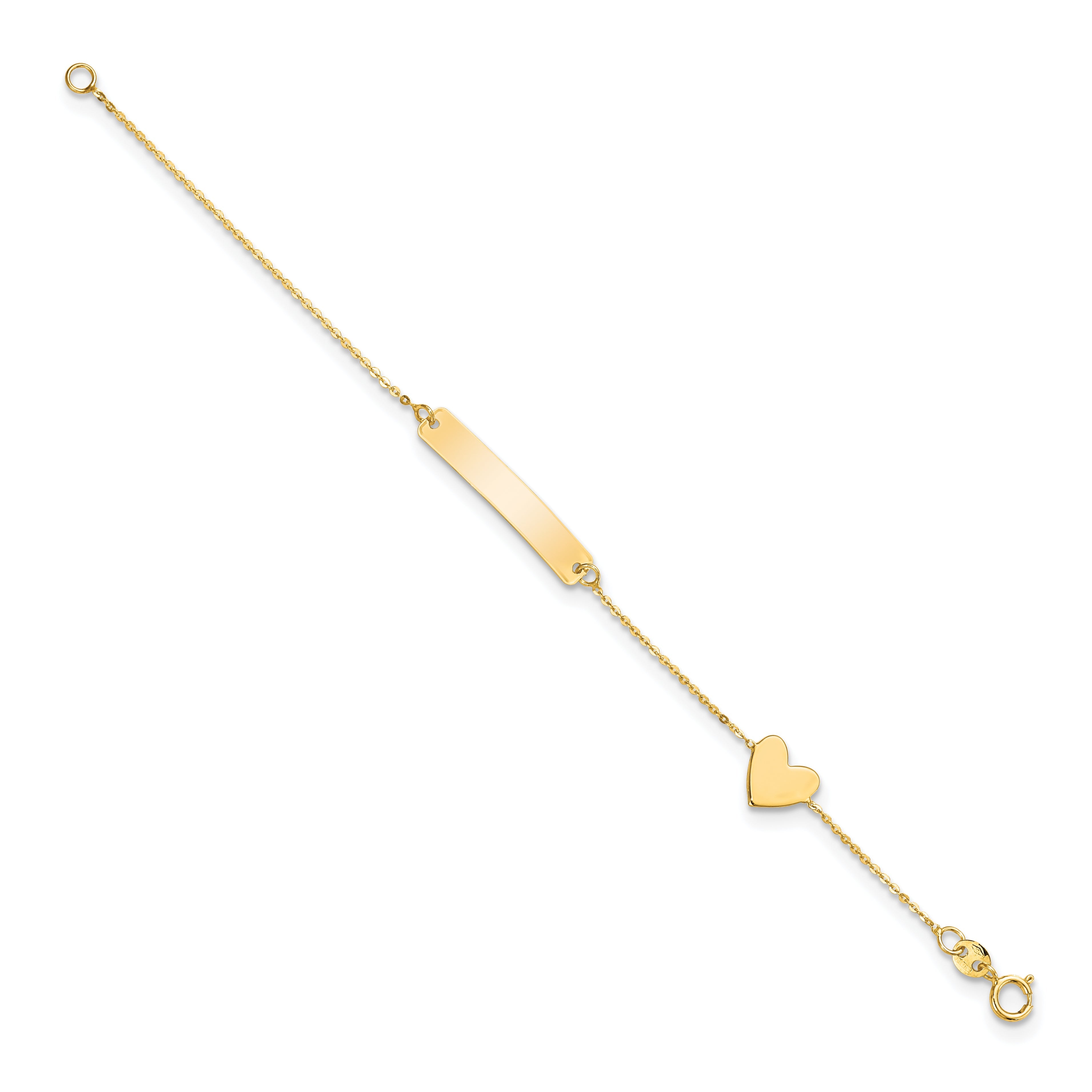 5.5 Inch 14K Polished 5.5In Heart Id Bracelet