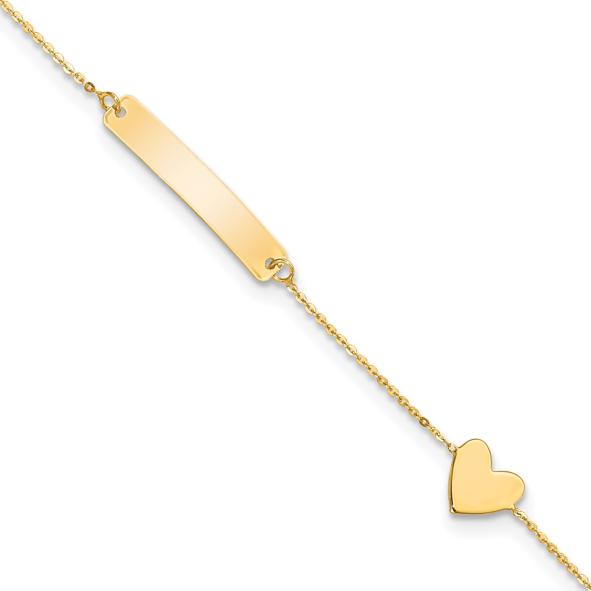 5.5 Inch 14K Polished 5.5In Heart Id Bracelet