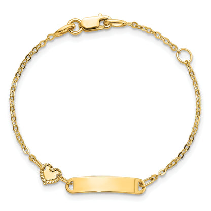 5.5 Inch 14K Polished Id With Heart Childrens Bracelet