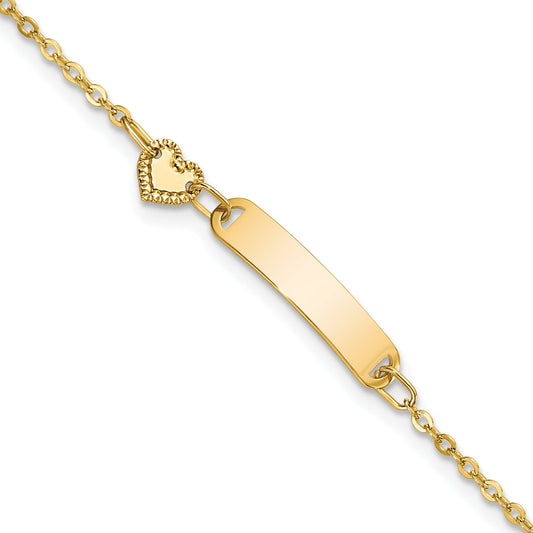 5.5 Inch 14K Polished Id With Heart Childrens Bracelet