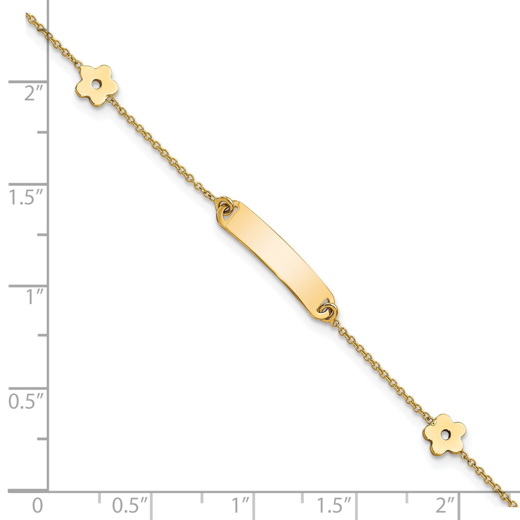 5.5 Inch 14K Polished Id With Flower Childrens Bracelet