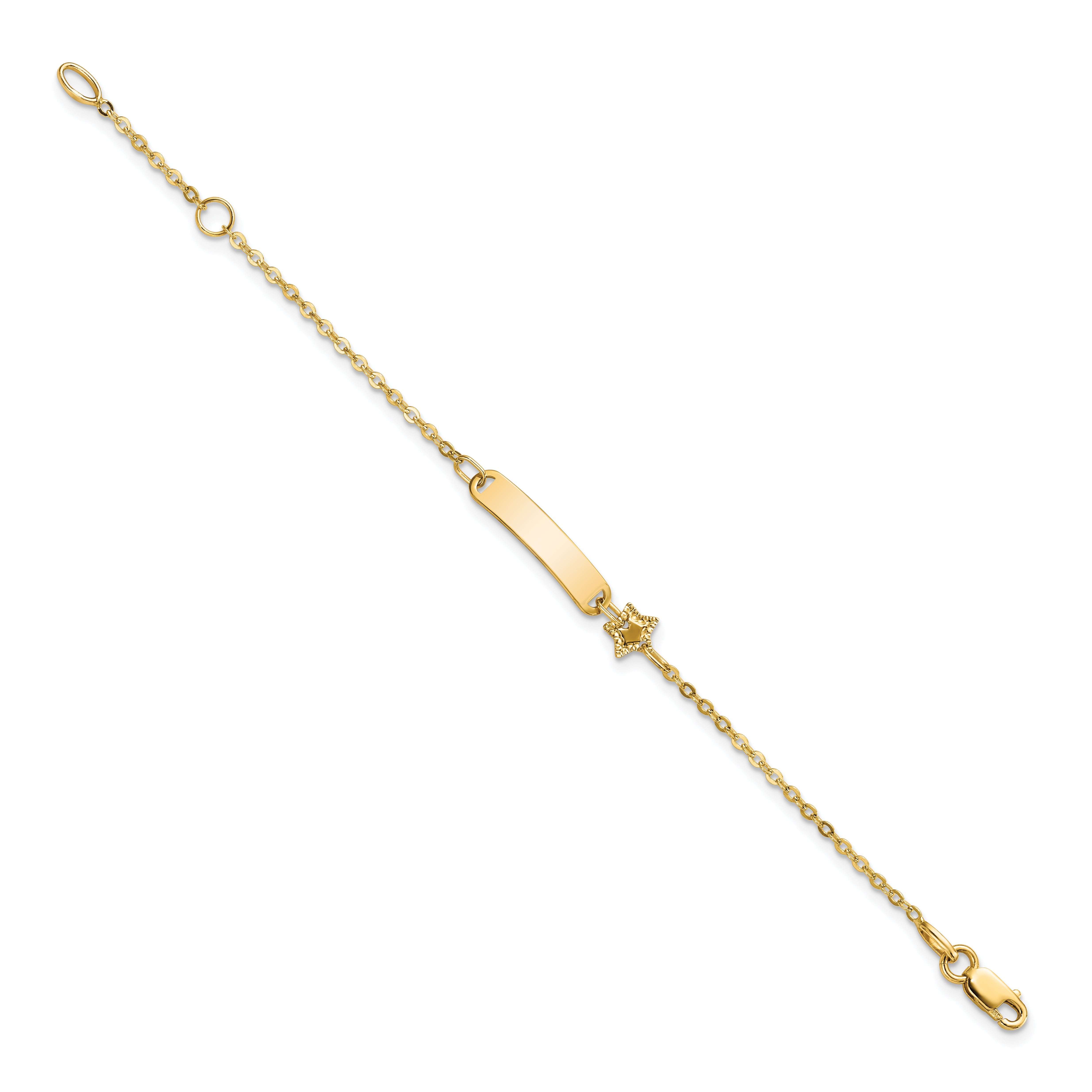 5.5 Inch 14K Polished Id With Star Childrens Bracelet