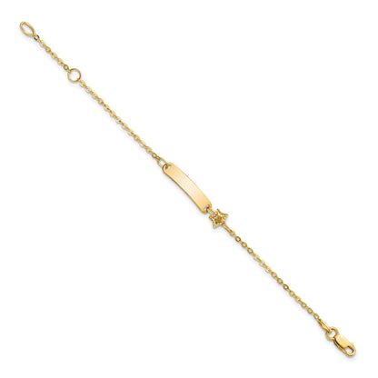 5.5 Inch 14K Polished Id With Star Childrens Bracelet