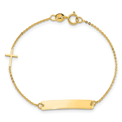 5.5 Inch 14K Polished 5.5In Cross Id Bracelet