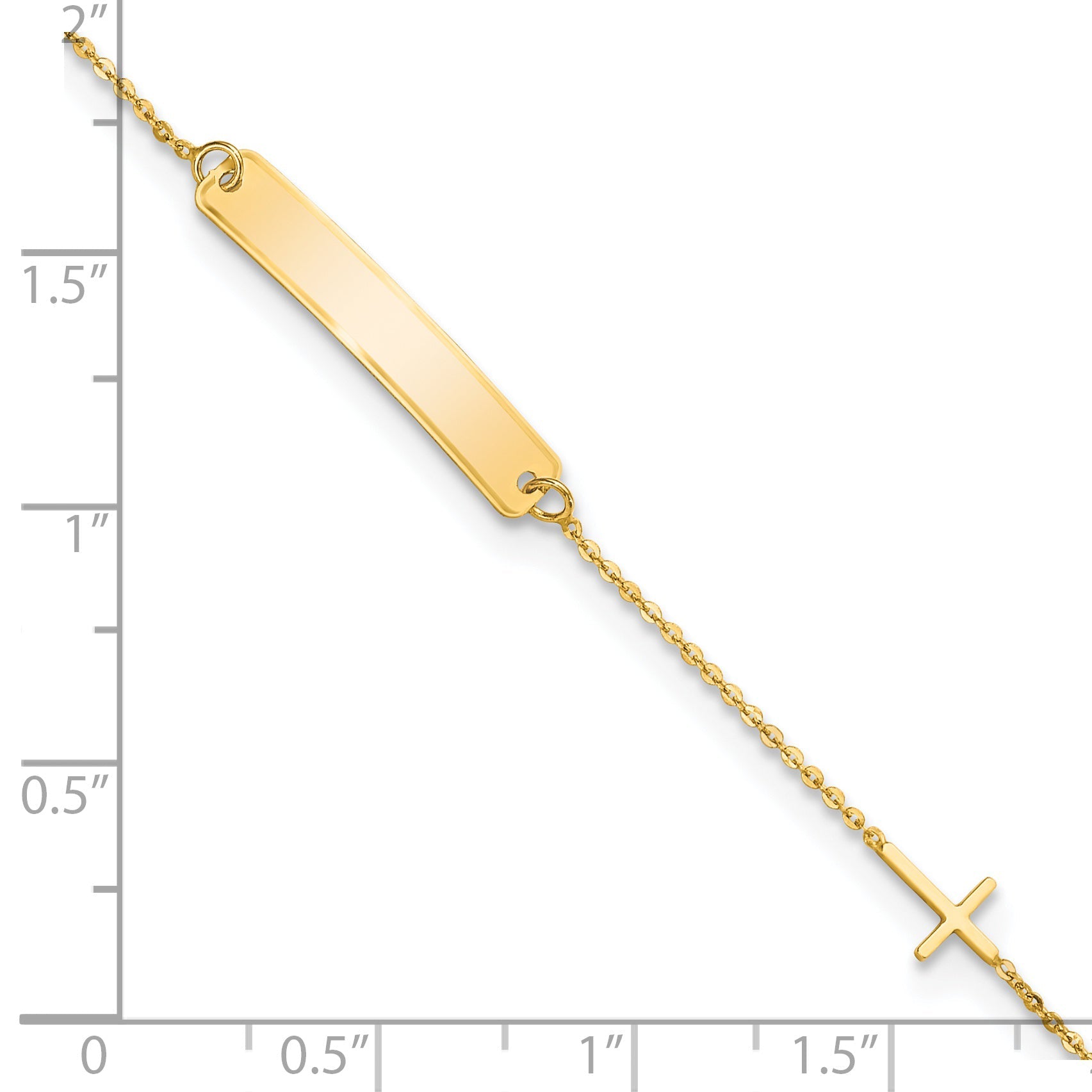 5.5 Inch 14K Polished 5.5In Cross Id Bracelet