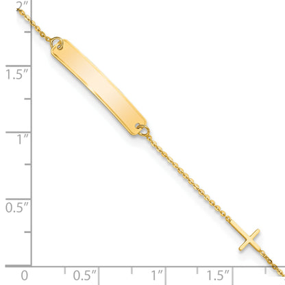5.5 Inch 14K Polished 5.5In Cross Id Bracelet