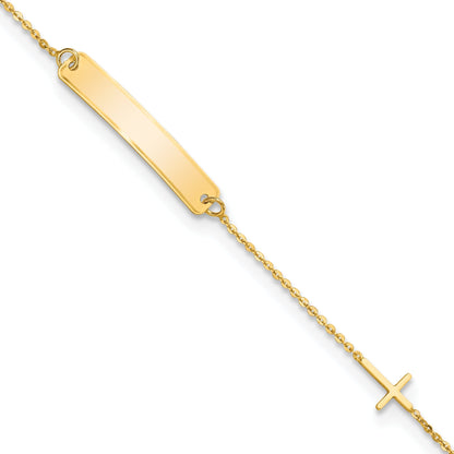 5.5 Inch 14K Polished 5.5In Cross Id Bracelet