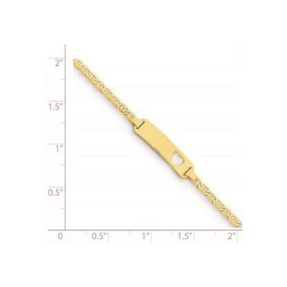 5.5 Inch 14K Cut-Out Heart Anchor Link Id Bracelet