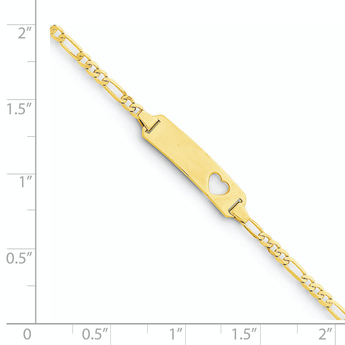5.5 Inch 14K Cut-Out Heart Figaro Link Id Bracelet