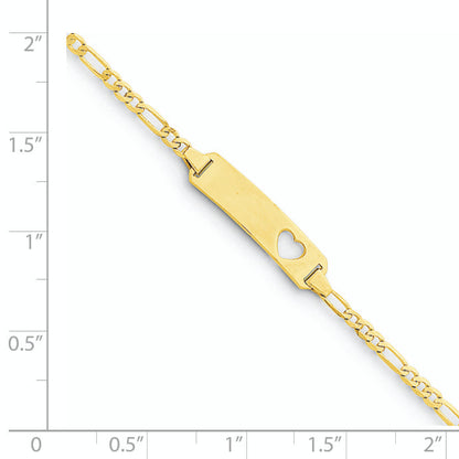 5.5 Inch 14K Cut-Out Heart Figaro Link Id Bracelet