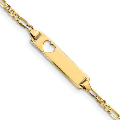 5.5 Inch 14K Cut-Out Heart Figaro Link Id Bracelet