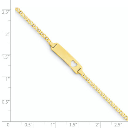 5.5 Inch 14K Cut-Out Heart Curb Link Id Bracelet