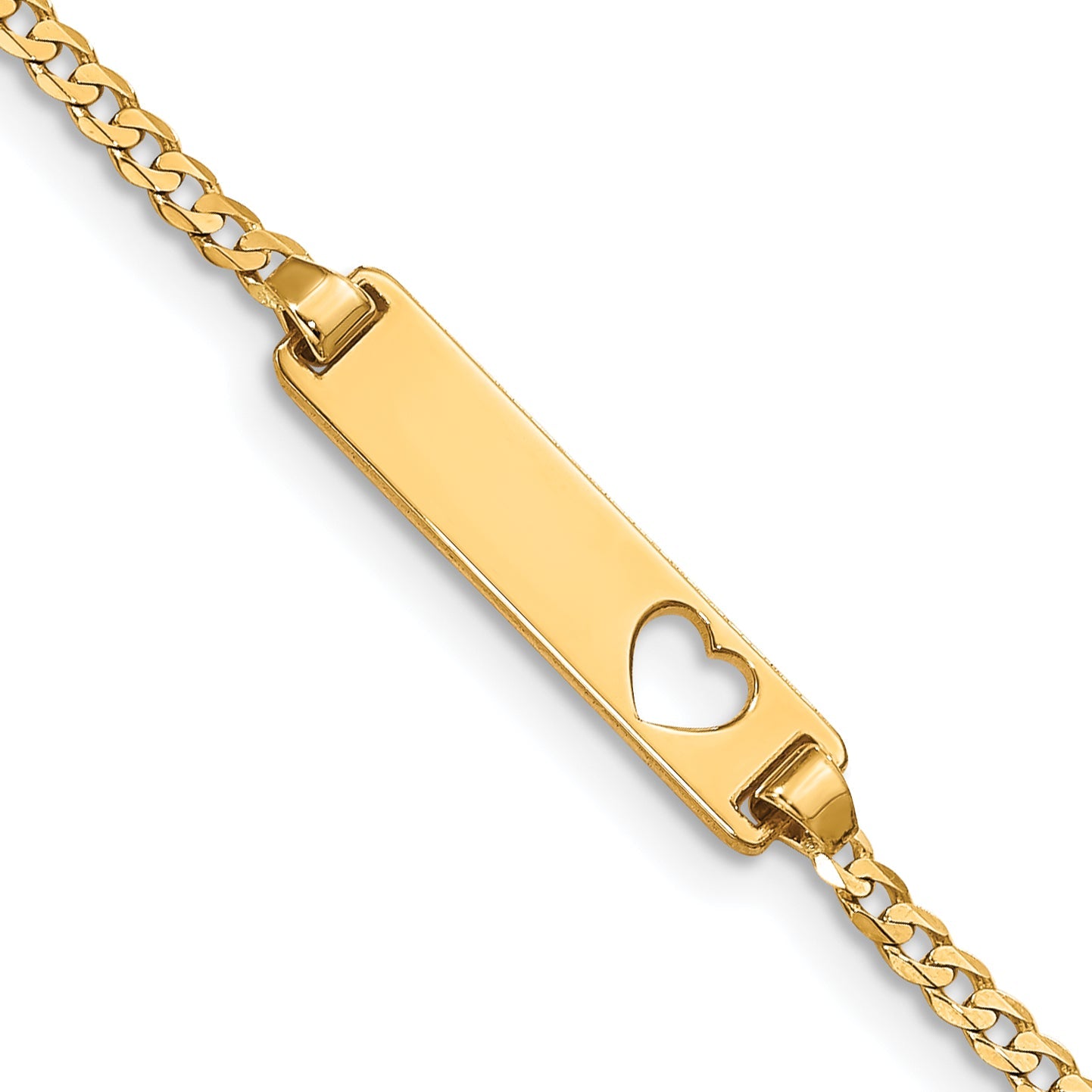 5.5 Inch 14K Cut-Out Heart Curb Link Id Bracelet