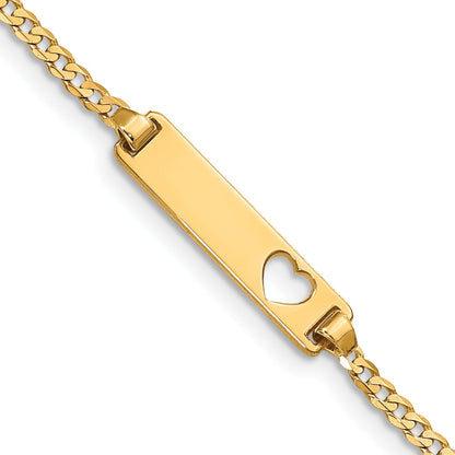 5.5 Inch 14K Cut-Out Heart Curb Link Id Bracelet
