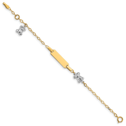 5.5 Inch 14K Two-Tone Children'S Polished Teddy Bearw/.5In Ext. Id Bracelet