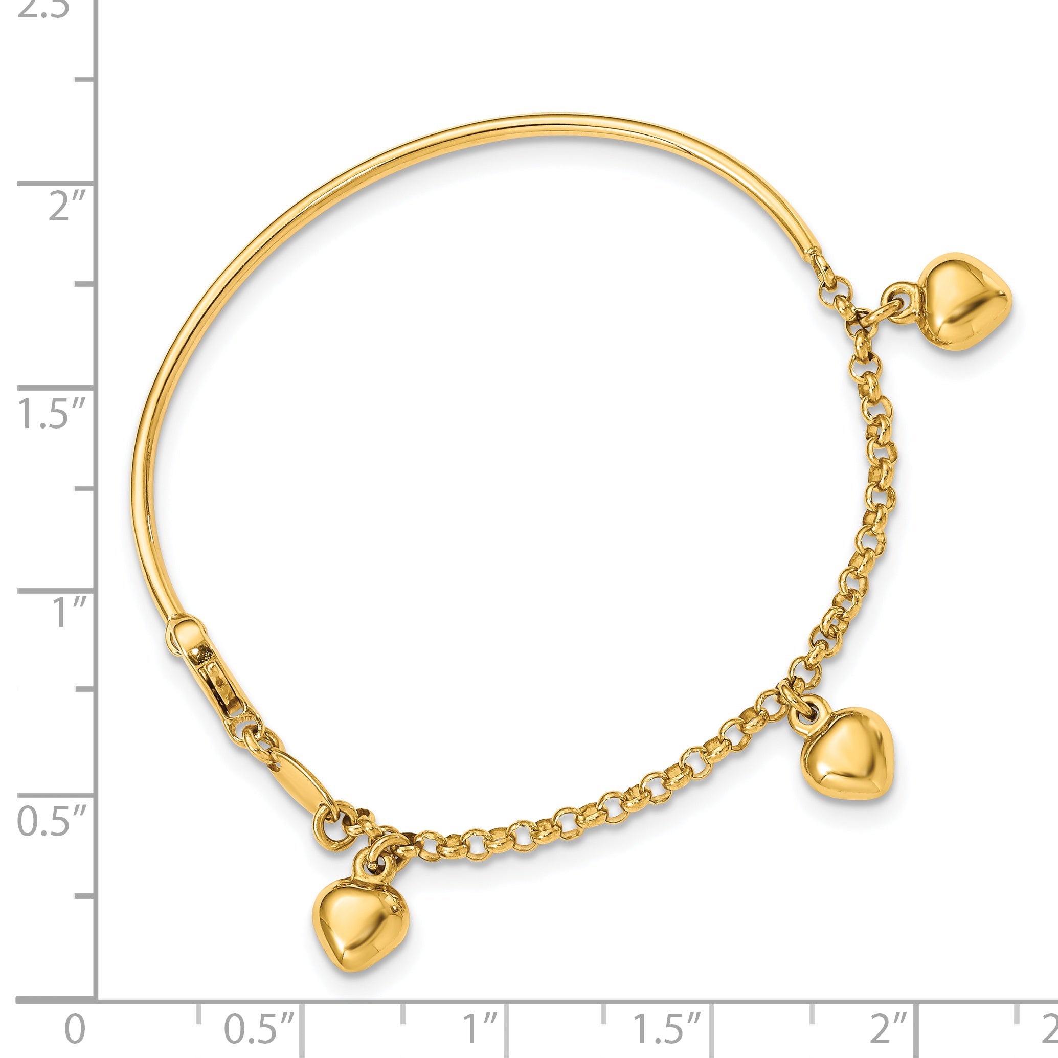 6 Inch 14K Polished Dangle Heart Baby Bracelet