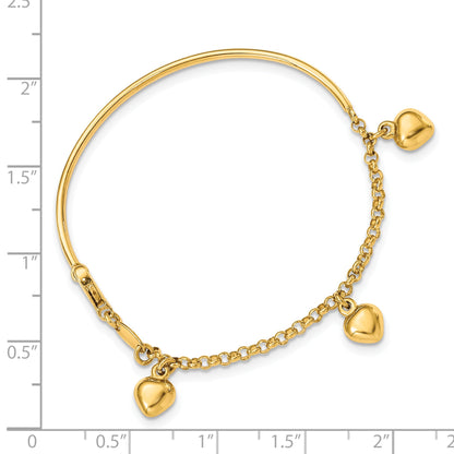 6 Inch 14K Polished Dangle Heart Baby Bracelet