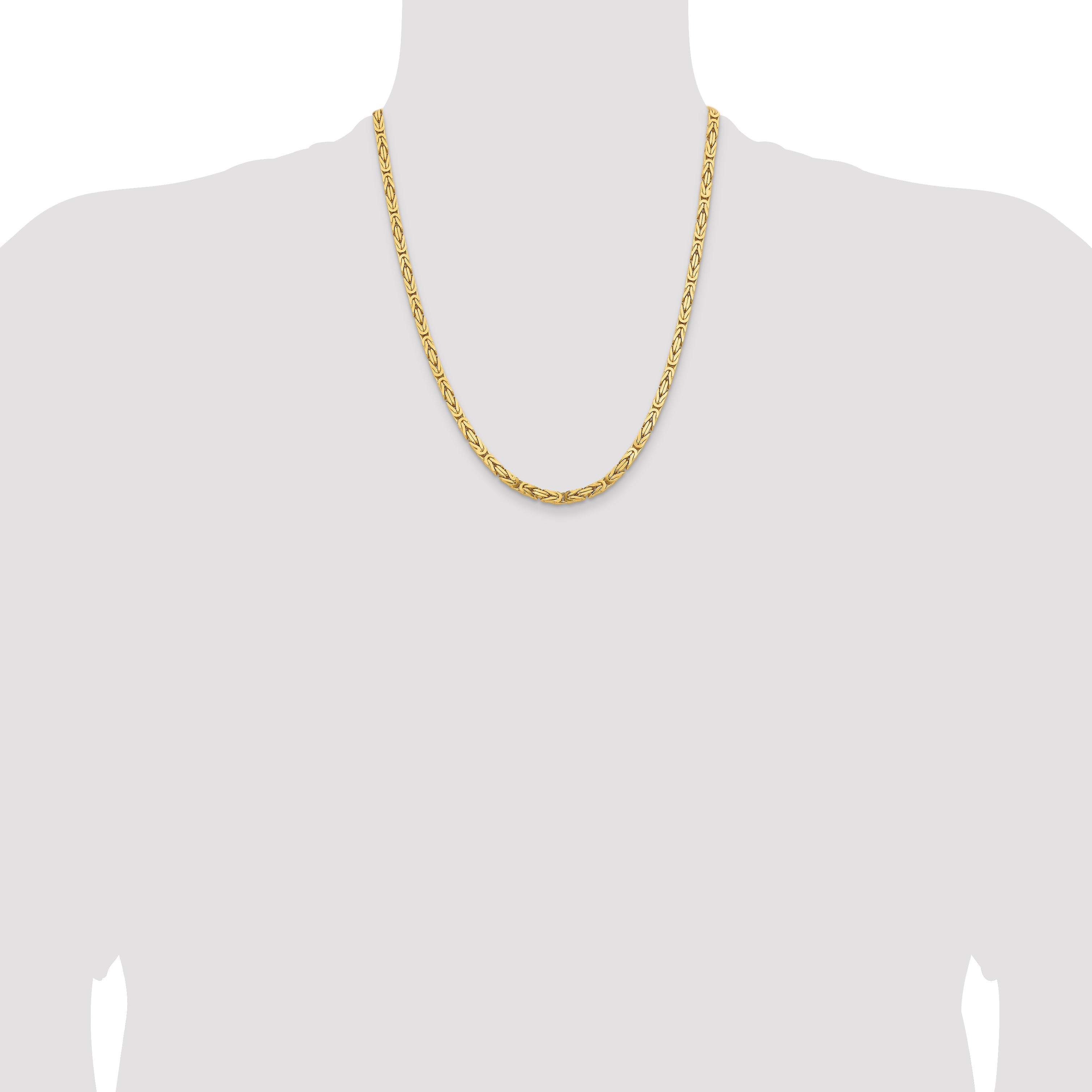 14K Yellow Gold 22 Inch 4mm Byzantine With Lobster Clasp Chain