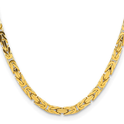 14K Yellow Gold 20 Inch 5.25mm Byzantine With Lobster Clasp Chain Necklace