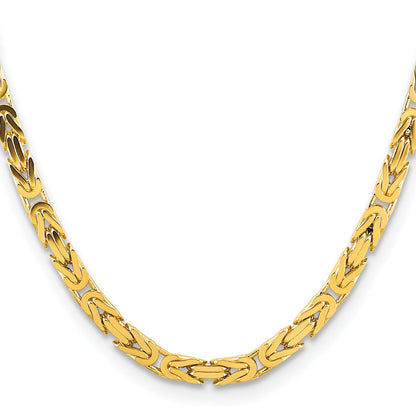 14K Yellow Gold 26 Inch 5.25mm Byzantine With Lobster Clasp Chain