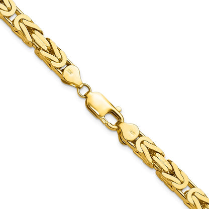 14K Yellow Gold 20 Inch 5.25mm Byzantine With Lobster Clasp Chain Necklace