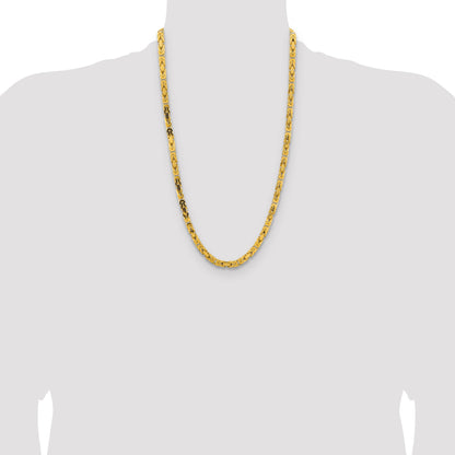 14K Yellow Gold 26 Inch 5.25mm Byzantine With Lobster Clasp Chain