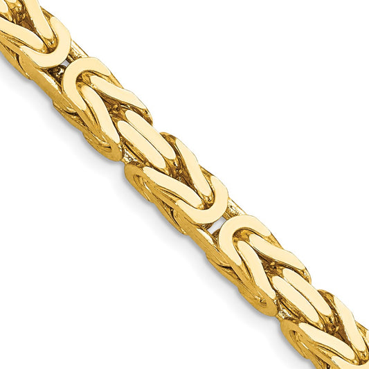 14K Yellow Gold 20 Inch 5.25mm Byzantine With Lobster Clasp Chain Necklace