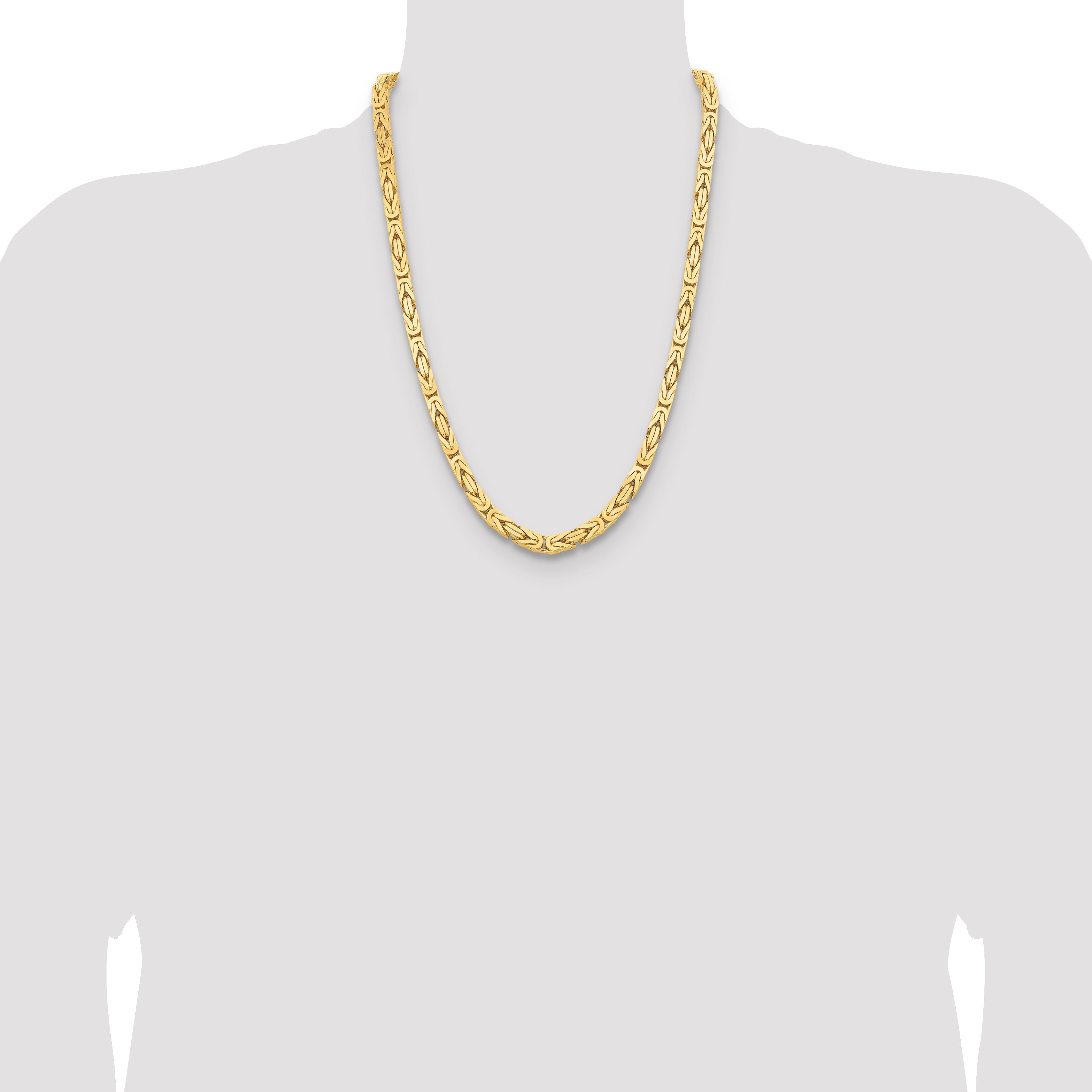 14K Yellow Gold 24 Inch 6.5mm Byzantine With Lobster Clasp Chain