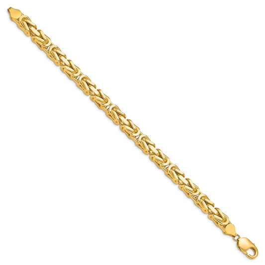 14K Yellow Gold 8 Inch 6.5mm Byzantine With Lobster Clasp Bracelet