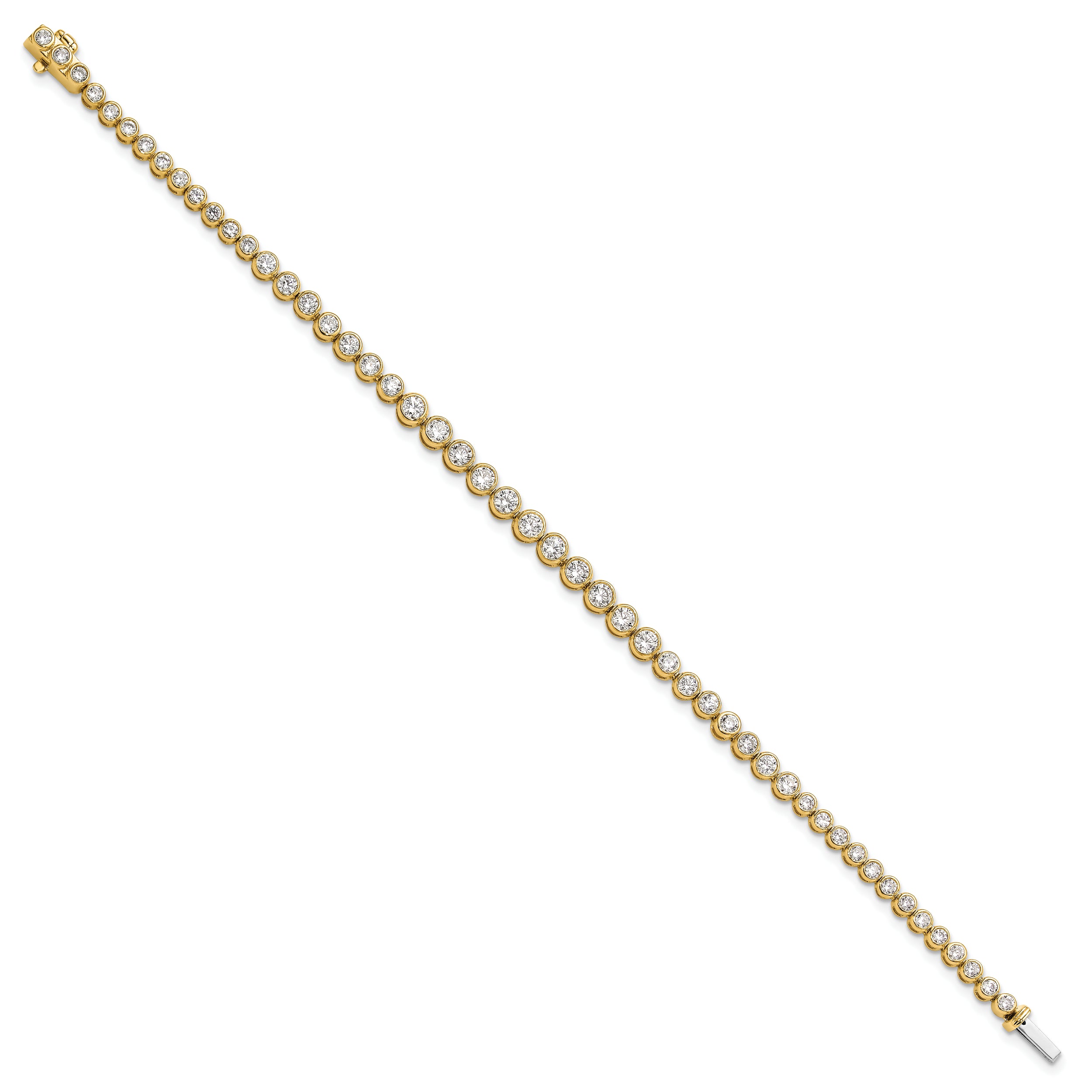 14k Yellow Gold 3 Ct. Lab Grown Diamond VS/SI+ G+ 7 inch Bezel Set Tennis Bracelet