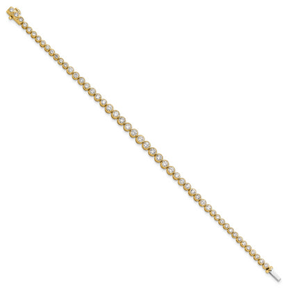 14k Yellow Gold 3 Ct. Lab Grown Diamond VS/SI+ G+ 7 inch Bezel Set Tennis Bracelet