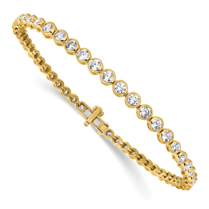 14k Yellow Gold 3 Ct. Lab Grown Diamond VS/SI+ G+ 7 inch Bezel Set Tennis Bracelet