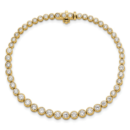14k Yellow Gold 3 Ct. Lab Grown Diamond VS/SI+ G+ 7 inch Bezel Set Tennis Bracelet