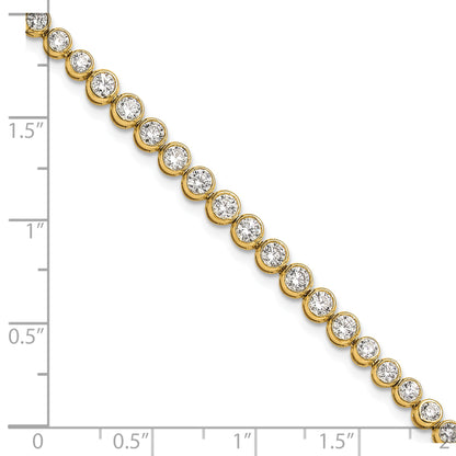 14k Yellow Gold 3 Ct. Lab Grown Diamond VS/SI+ G+ 7 inch Bezel Set Tennis Bracelet