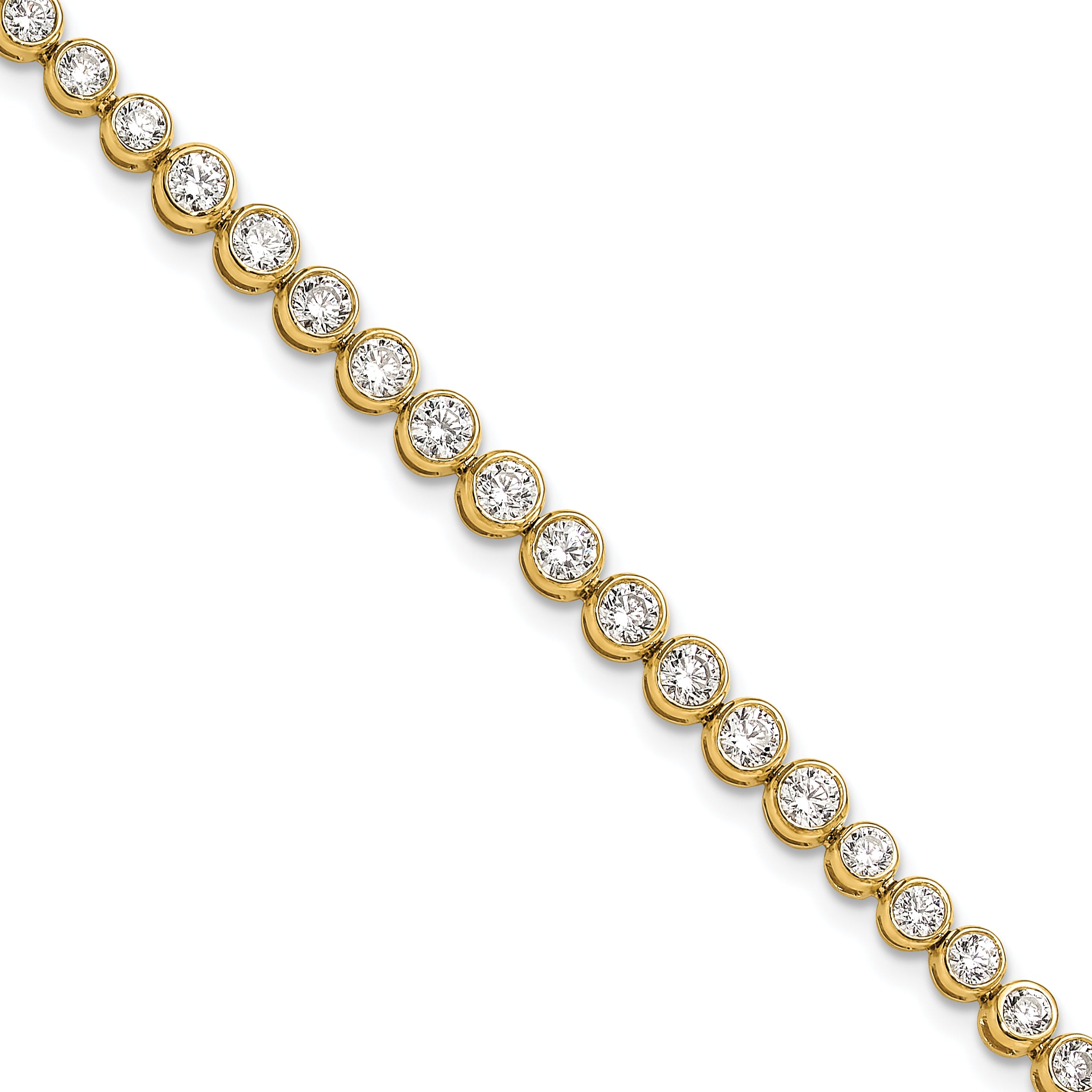 14k Yellow Gold 3 Ct. Lab Grown Diamond VS/SI+ G+ 7 inch Bezel Set Tennis Bracelet