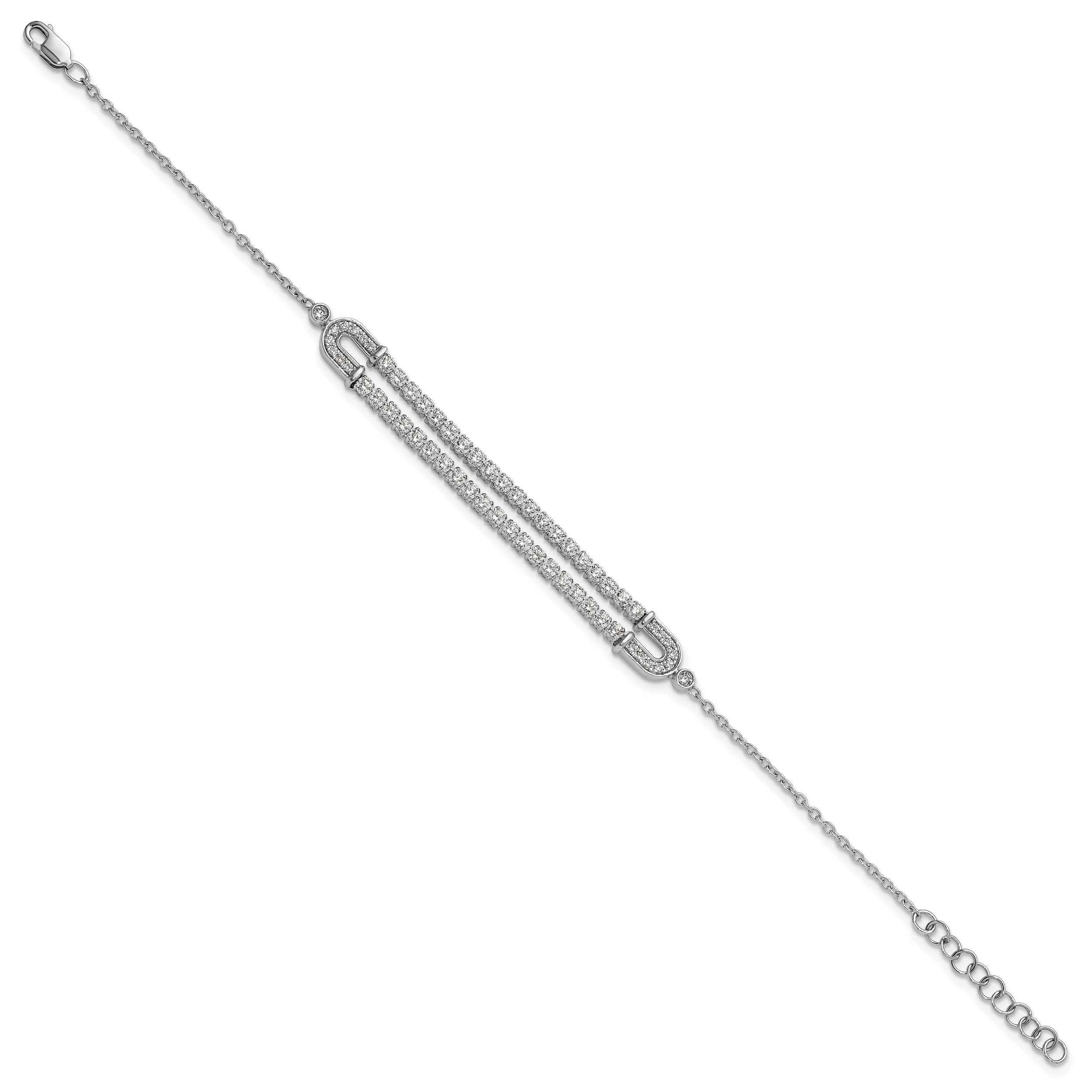 14k White Gold 2 Ct. Lab Grown Diamond VS/SI+ G+ 6.5 inch with 1 inch extention Bracelet