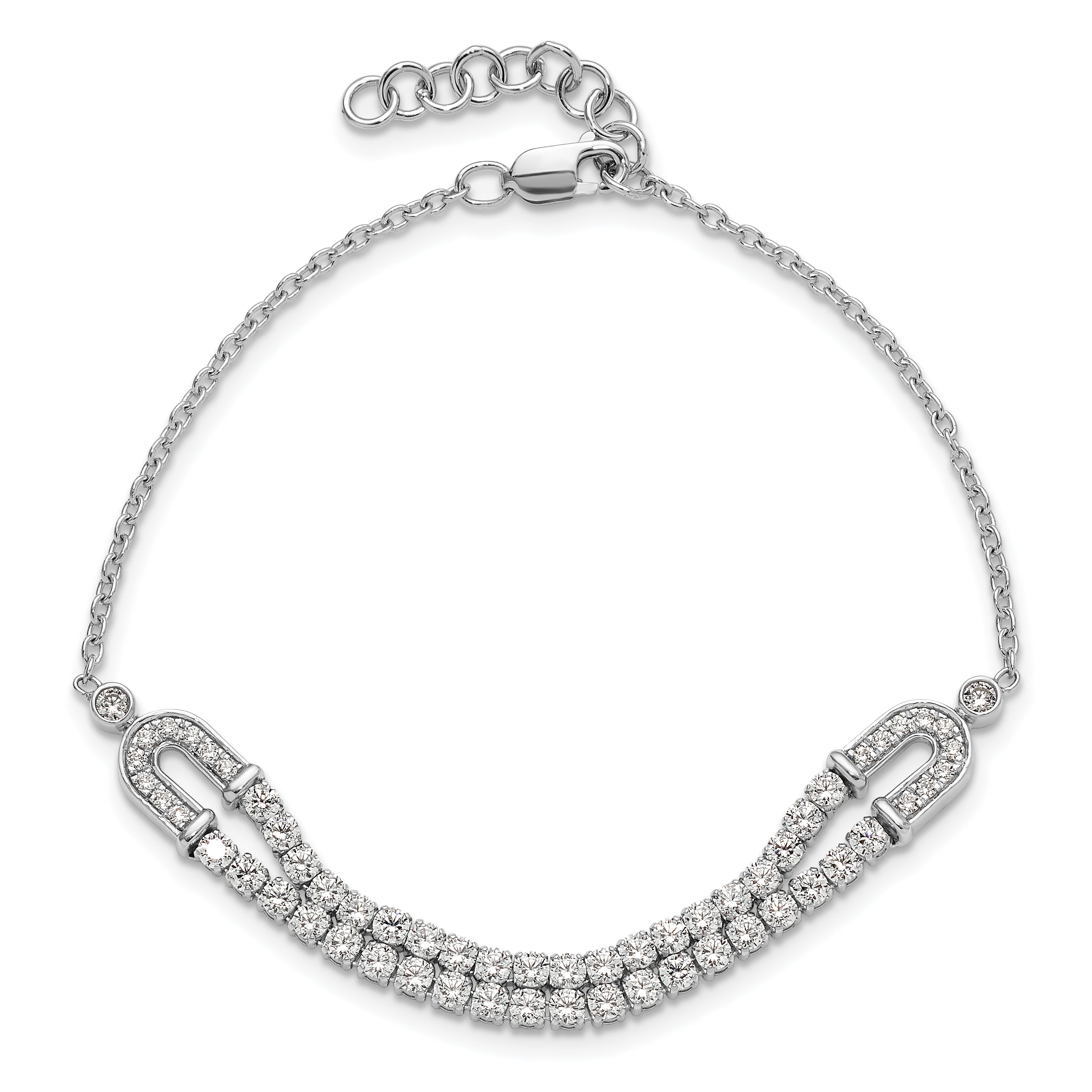14k White Gold 2 Ct. Lab Grown Diamond VS/SI+ G+ 6.5 inch with 1 inch extention Bracelet