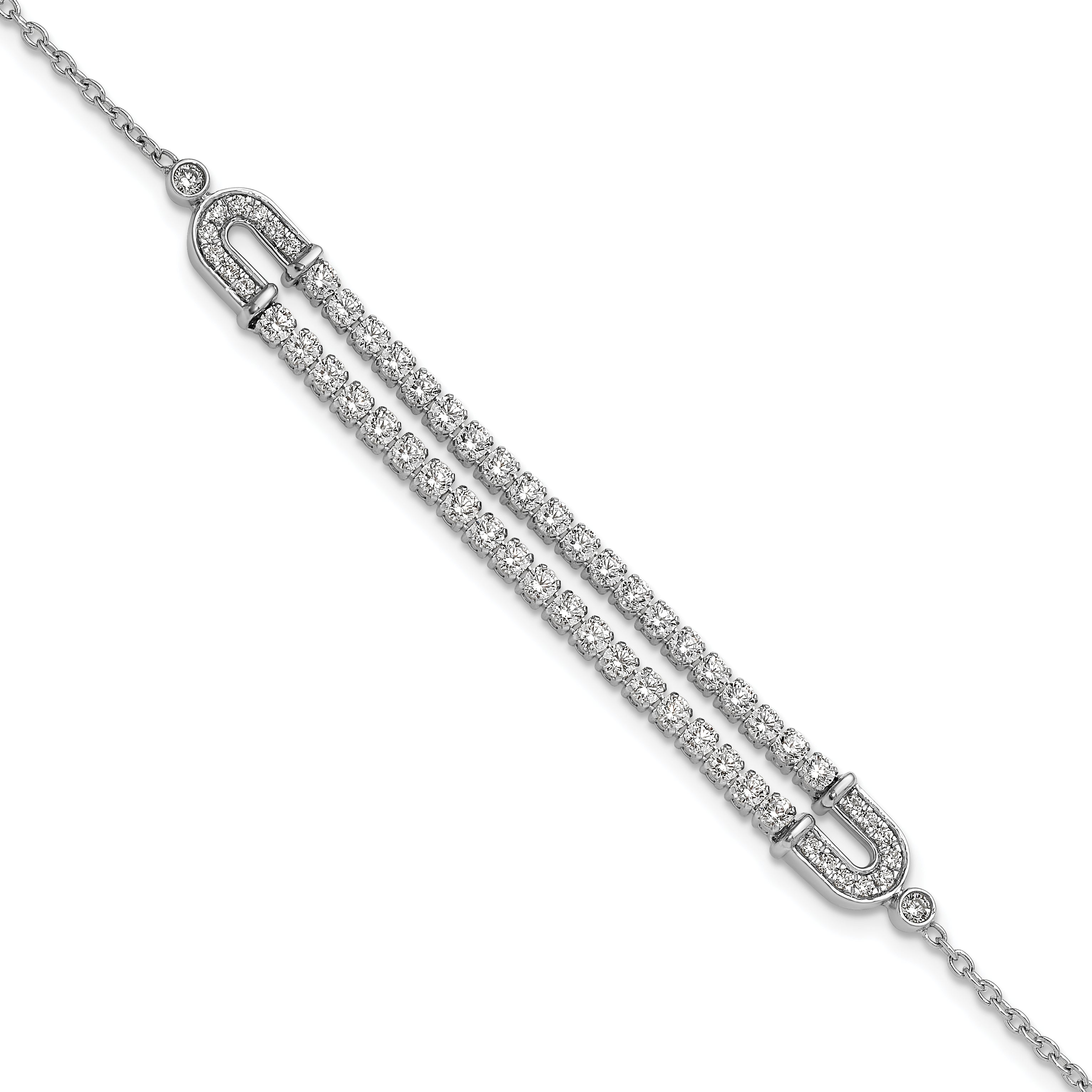 14k White Gold 2 Ct. Lab Grown Diamond VS/SI+ G+ 6.5 inch with 1 inch extention Bracelet