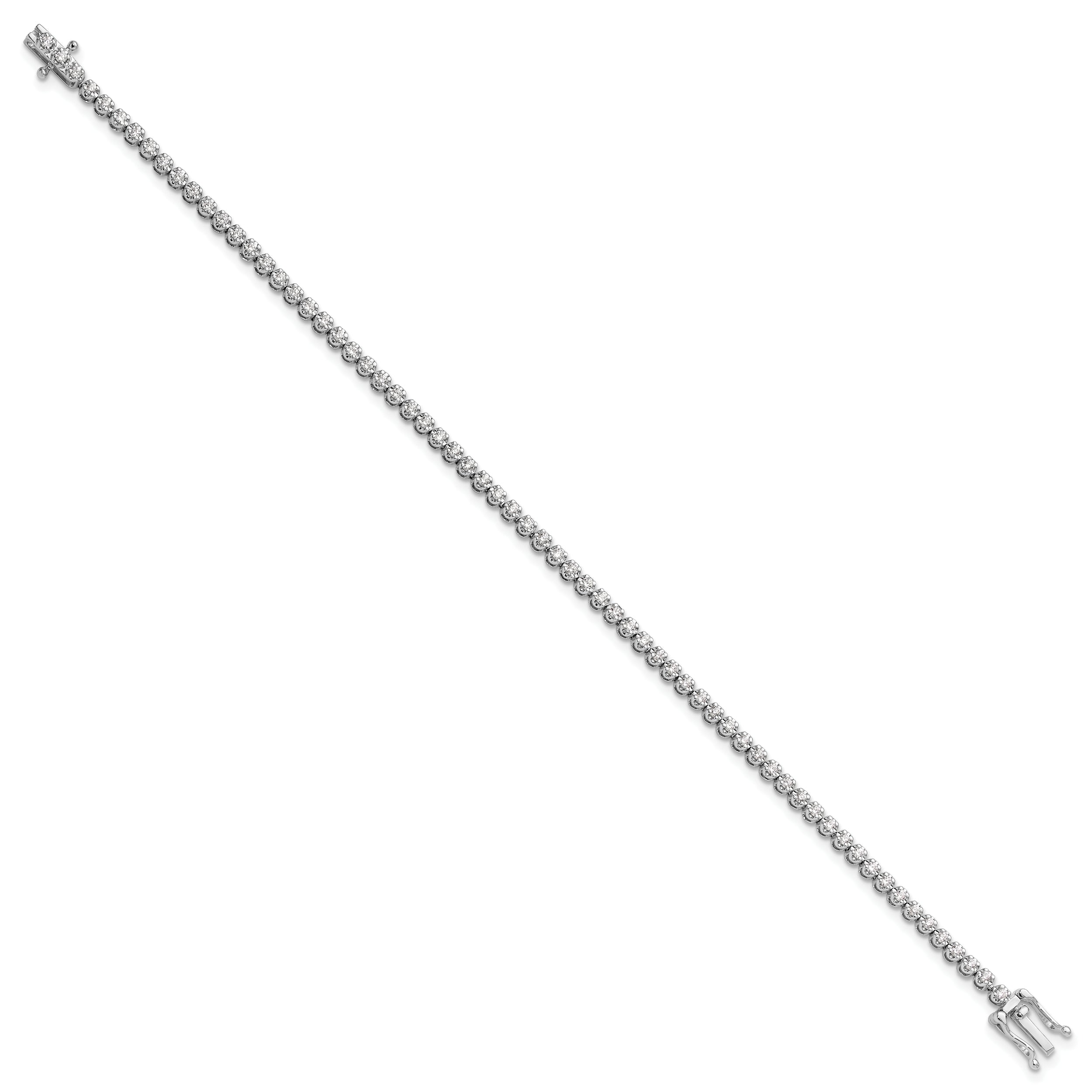 14k White Gold 1 Ct. Lab Grown Diamond VS/SI+ G+ Round Tennis Bracelet