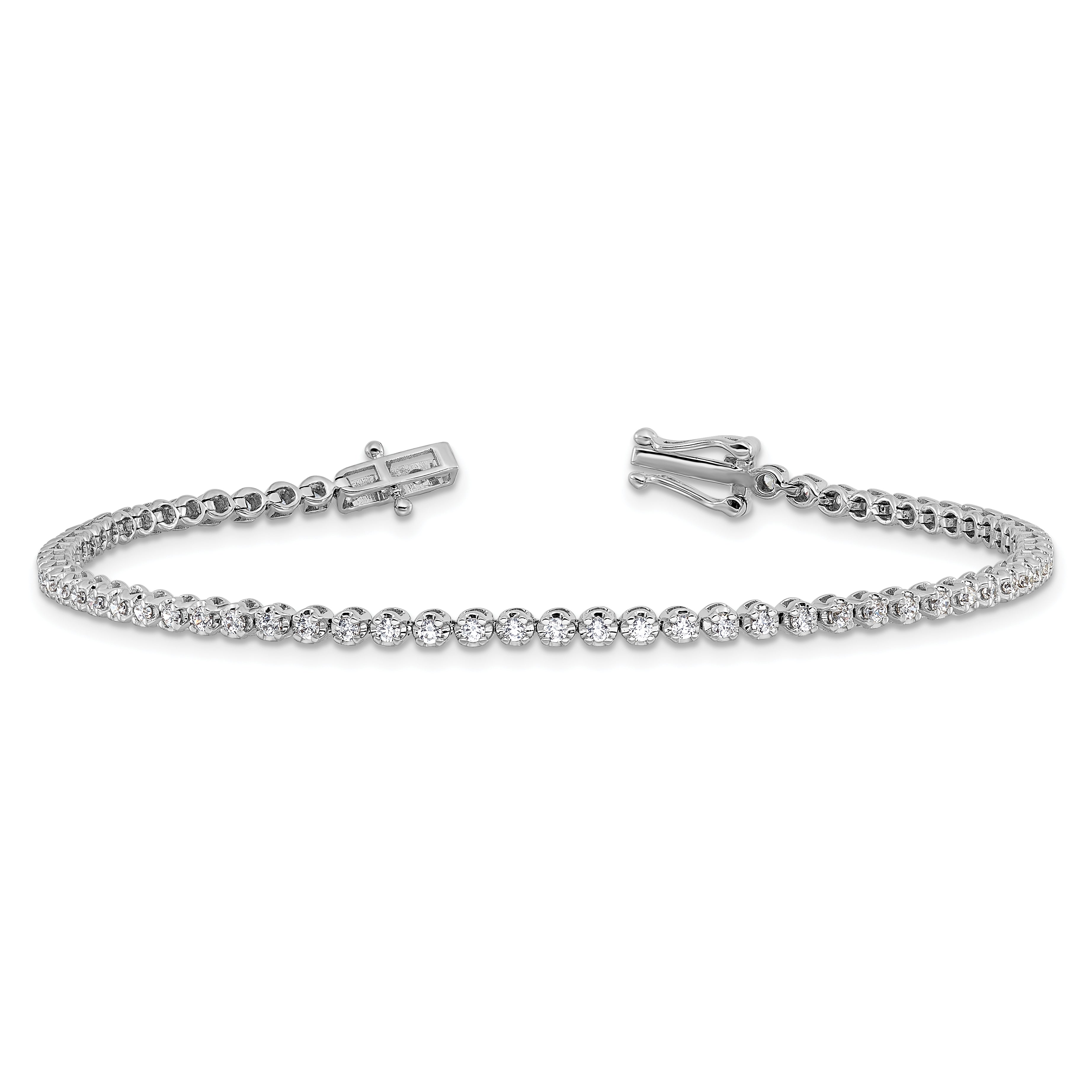 14k White Gold 1 Ct. Lab Grown Diamond VS/SI+ G+ Round Tennis Bracelet