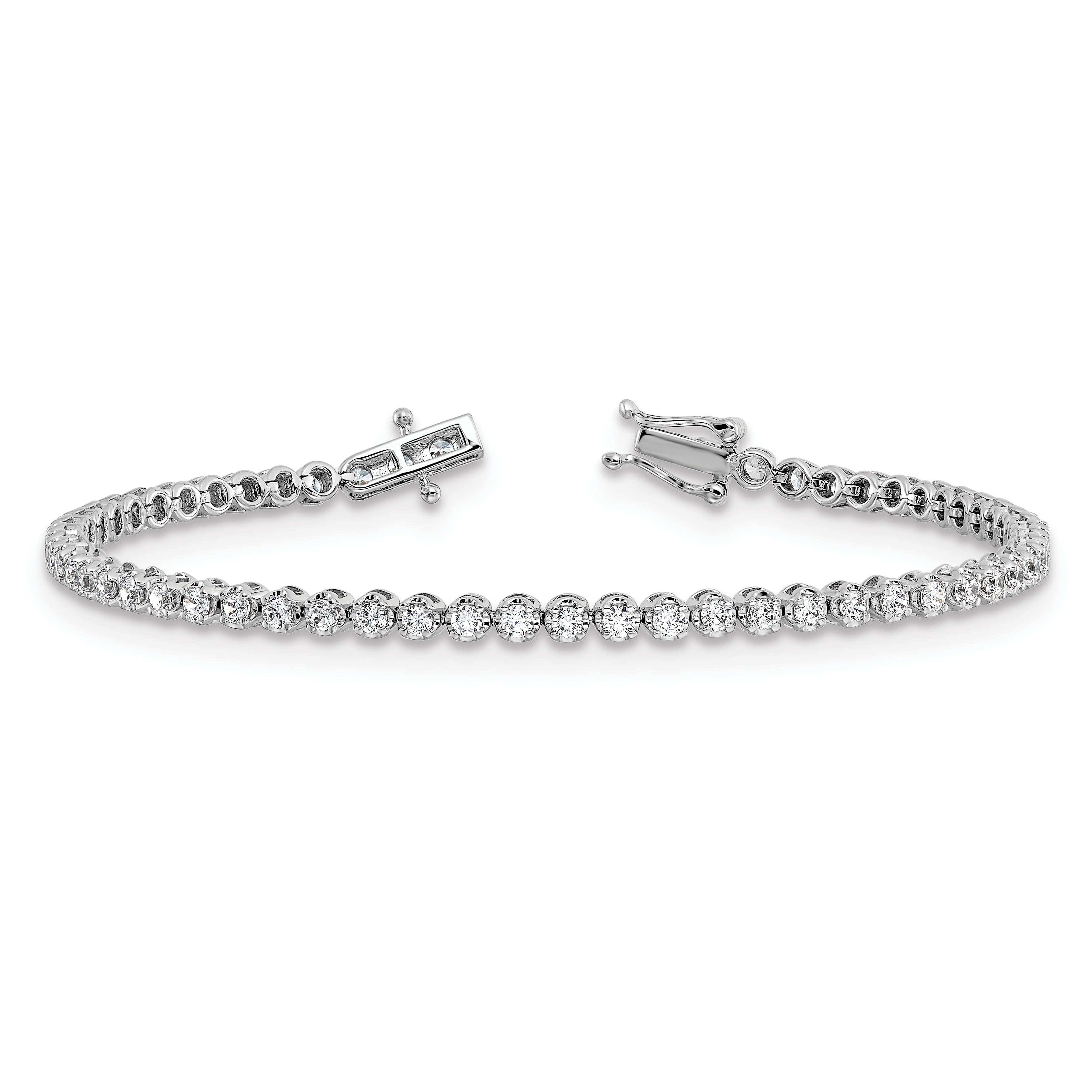 14k White Gold 2 Ct. Lab Grown Diamond VS/SI+ G+ Round Tennis Bracelet