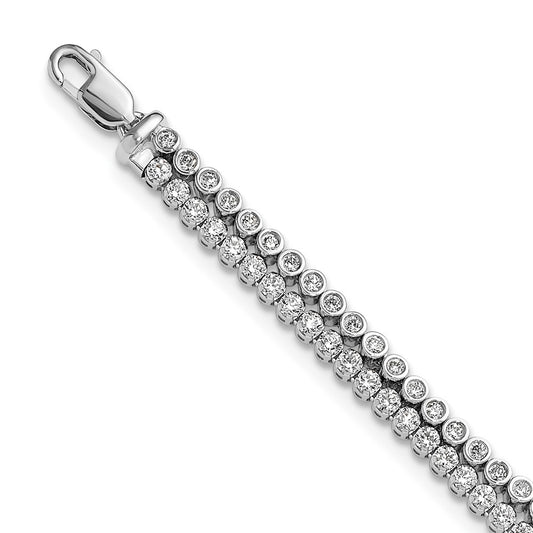 14k White Gold 2 7/8 Ct. Lab Grown Diamond VS/SI+ G+ Double Strand 7 inch with 1 inch extention Bracelet