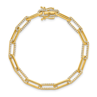 14K Yellow Gold 1 3/8 Carat Lab Grown Diamond Vs/Si+ G+ Fashion Link Bracelet