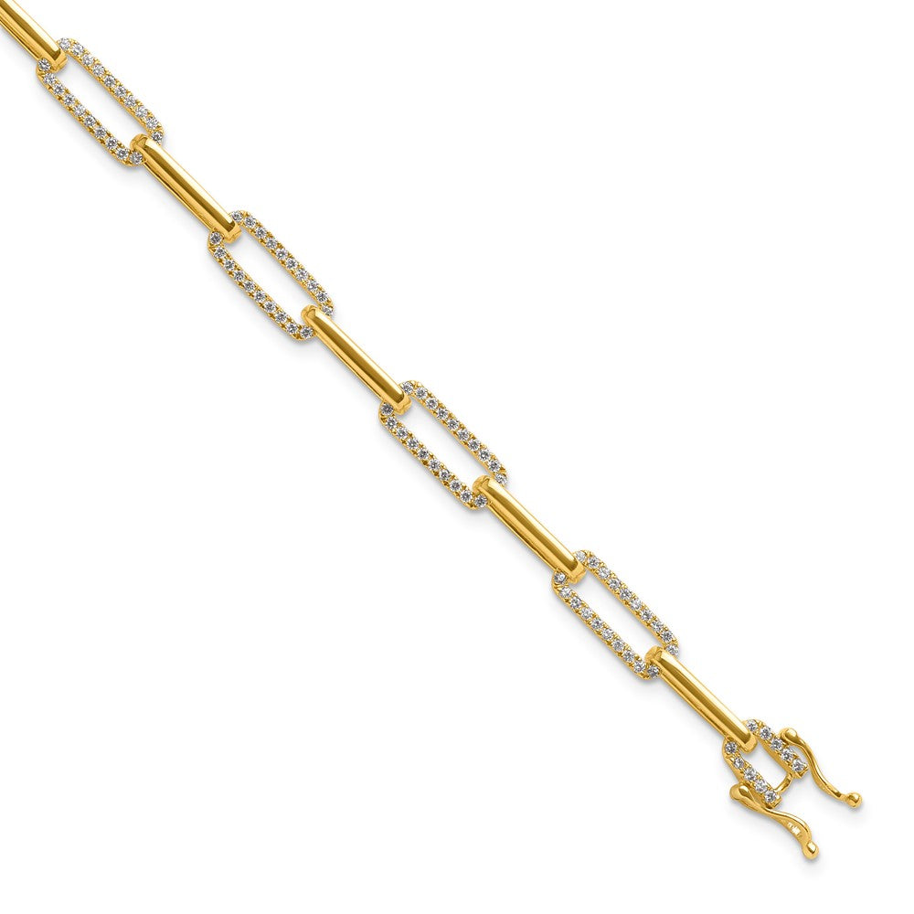 14K Yellow Gold 1 3/8 Carat Lab Grown Diamond Vs/Si+ G+ Fashion Link Bracelet